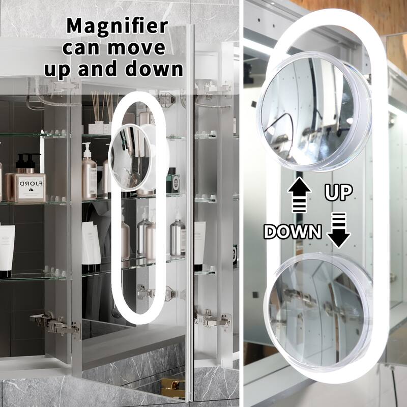 Modland 20"-24"W x 32"H Medicine Cabinet with Mirror and LED Light Wall Mount or Recessed