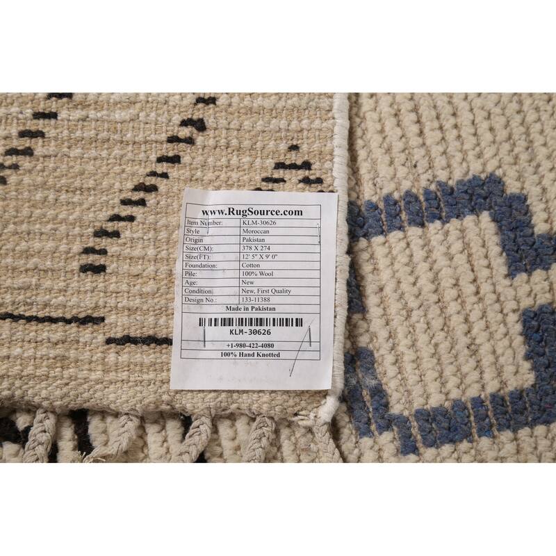 Geometric Trellis Moroccan Area Rug Handmade Wool Carpet - 9'0"x 12'5"
