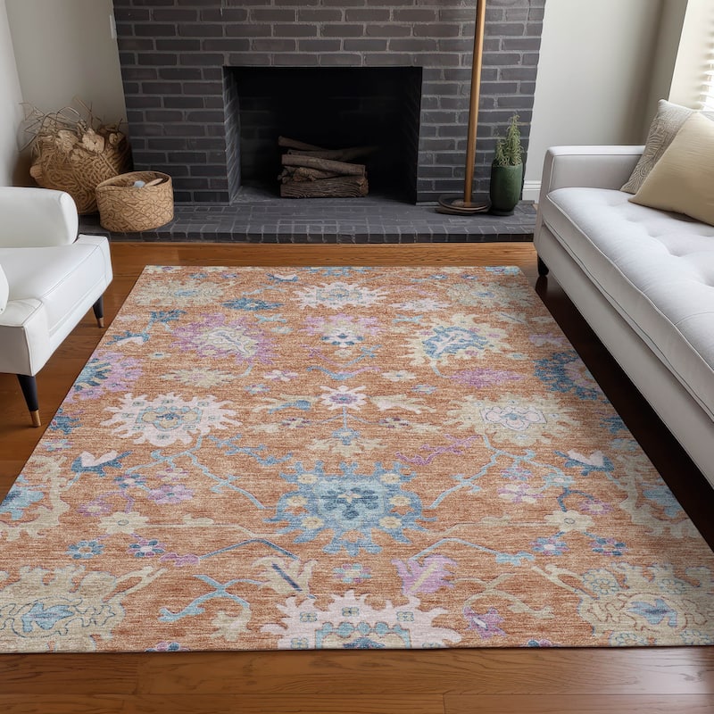 Machine Washable Indoor/ Outdoor Causal Traditional Chantille Rug