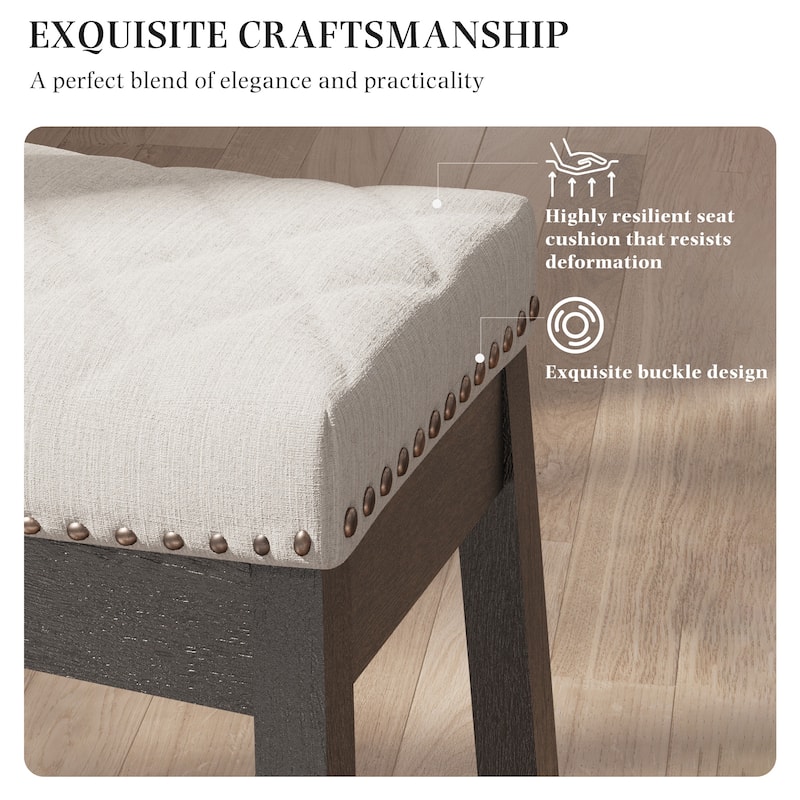 EROMMY Counter & Bar Stools Set of 2, Solid Wood Frame Upholstered Kitchen Stools
