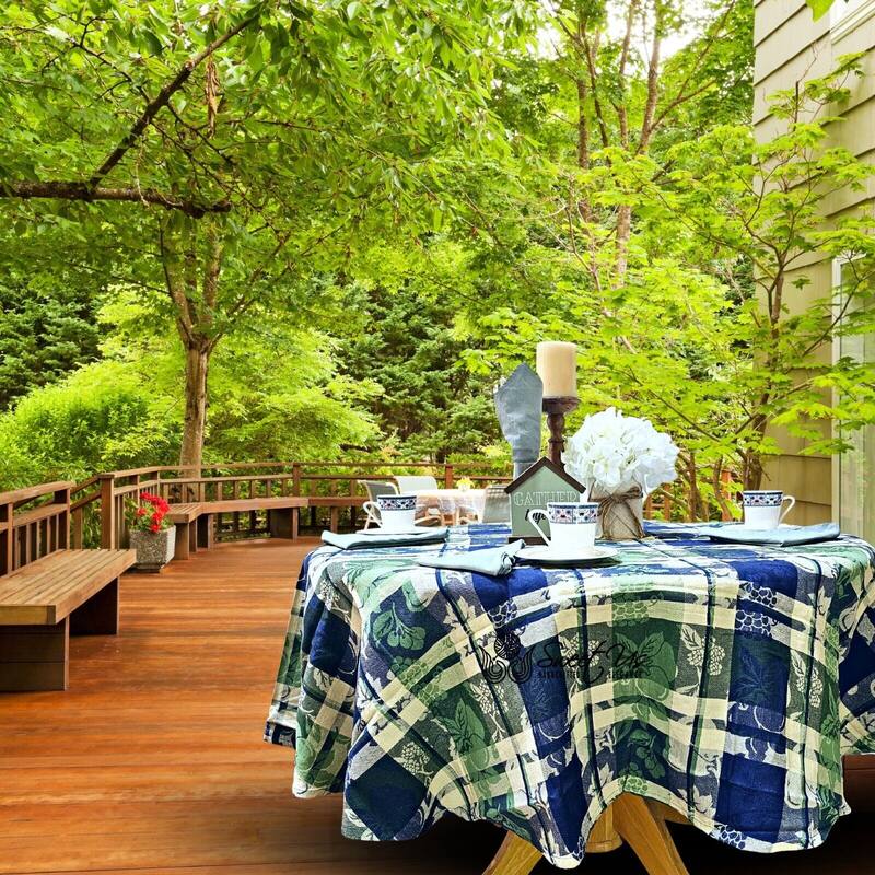 Plaid Jacquard Cotton Delicate Floral Tablecloth Collection