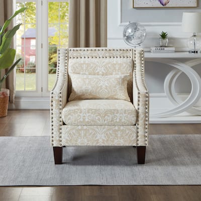 Mid-Century Printing Accent Chair with Nails