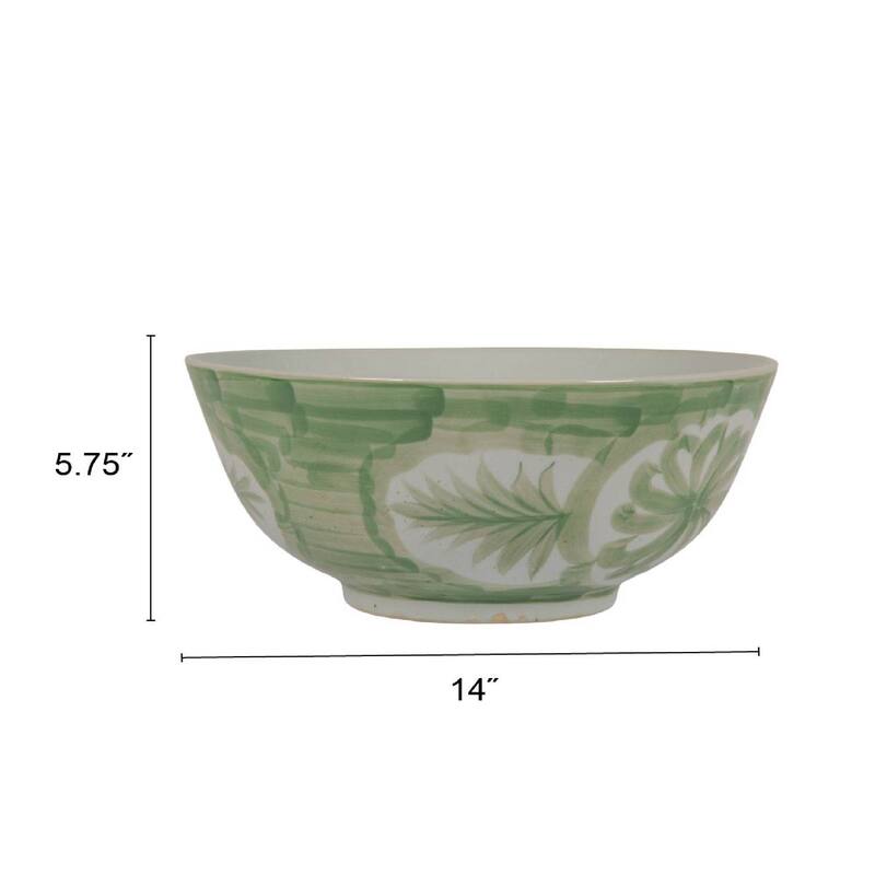 Hand Painted Stoneware Bowl with Floral Design