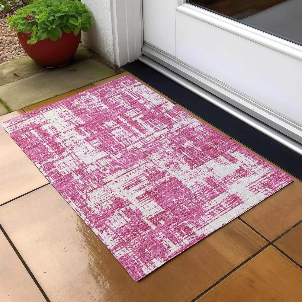 Machine Washable Indoor/ Outdoor Chantille Abstract Solid Rug