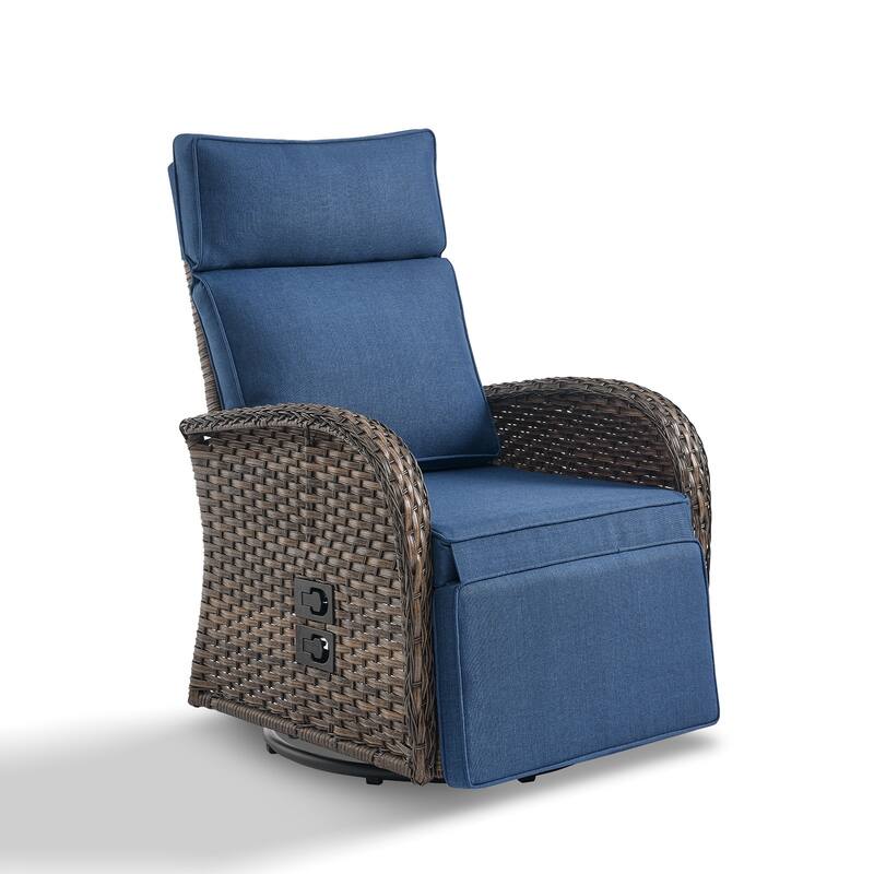 Pocassy Lounge Chair Swivel Reclining Chair with Adjustable Backrest