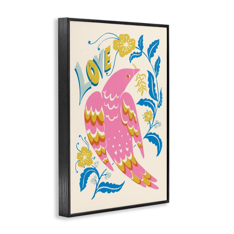 Stupell Groovy Folk Love Bird Framed Giclee Art Design By Hannah Moren