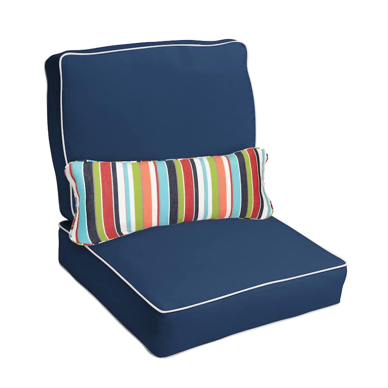 Sorra Home Oakley Sunbrella Solid Indoor/ Outdoor Corded Chair Cushion Set and Lumbar Pillow