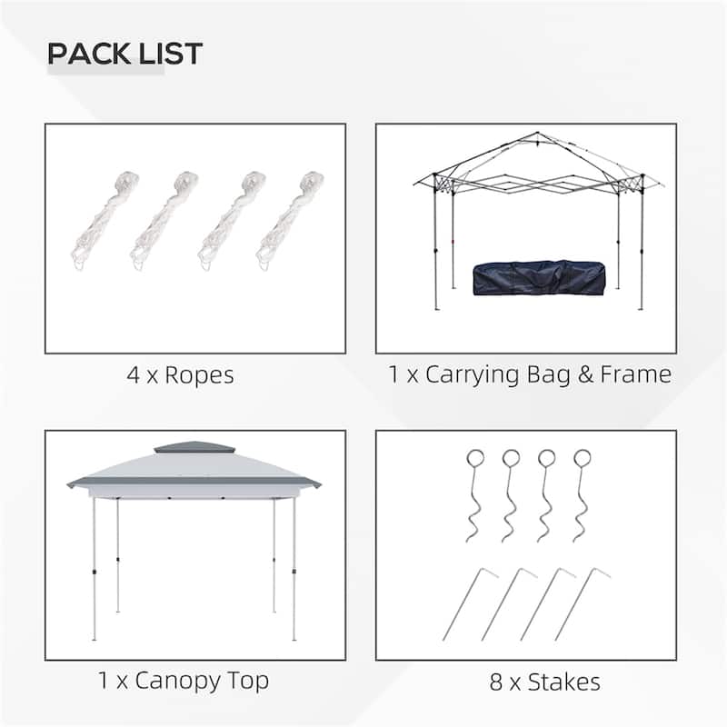 Outsunny 12' x 12' Pop Up Canopy Tent w/Carry Bag,Instant Sun Shelter