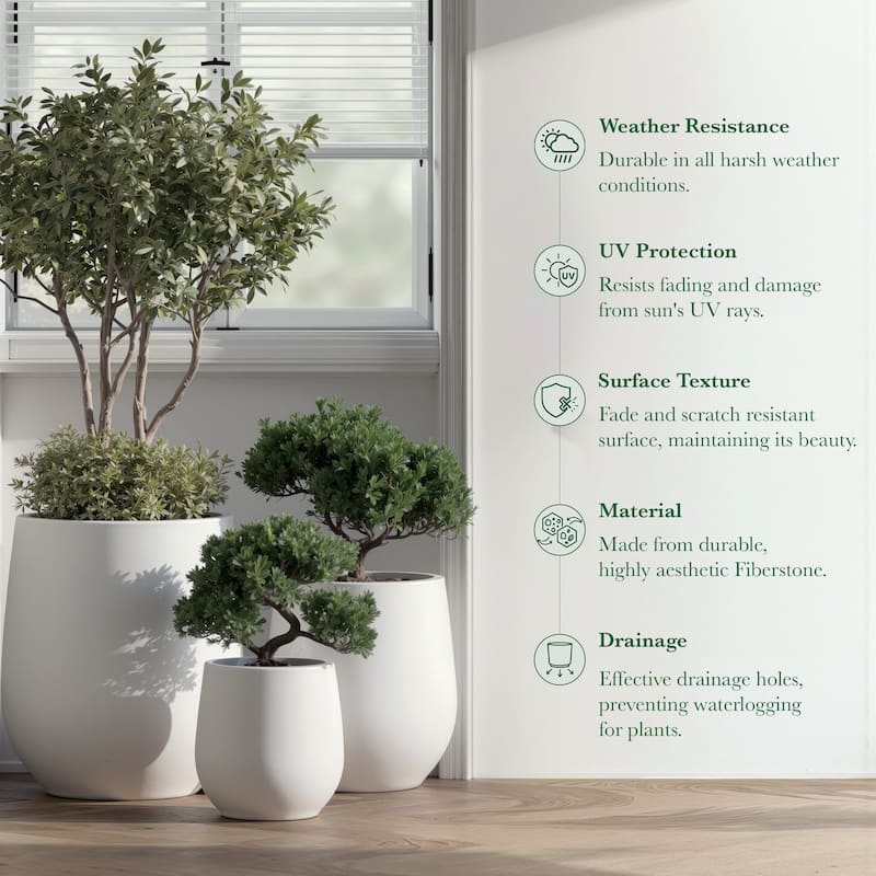 DTY Signature Mount Wilson 1-Piece Fiberstone Tapered Planter for Indoor/Outdoor, Black