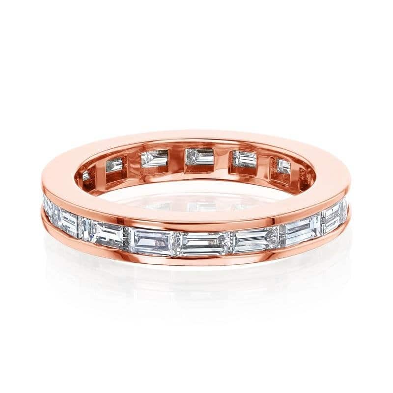 Kobelli 2.28 Carat Natural Diamond 14k Solid Rose Gold Baguette Channel Eternity One-of-a-Kind Bri Ring (GH/SI) - 6.5 - Rose