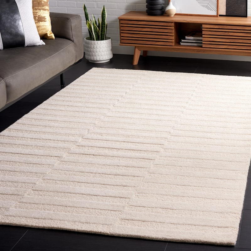 SAFAVIEH Handmade Ebony Floortje Contemporary Wool Rug - 4' x 6' - Ivory
