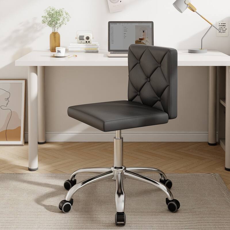 Javlergo Armless Office Desk Chair PU Leather Mid-Back Adjustable Height 360° Rolling Swivel 10 Colors Available Office Chair