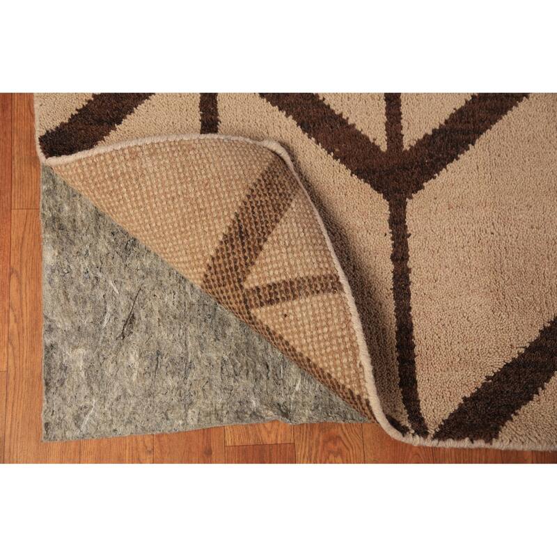 Hand Knotted Oriental 100% Wool Carpet Modern All-Over Beige & Ivories Moroccan Area Rug - 9' 10'' X 7' 11''