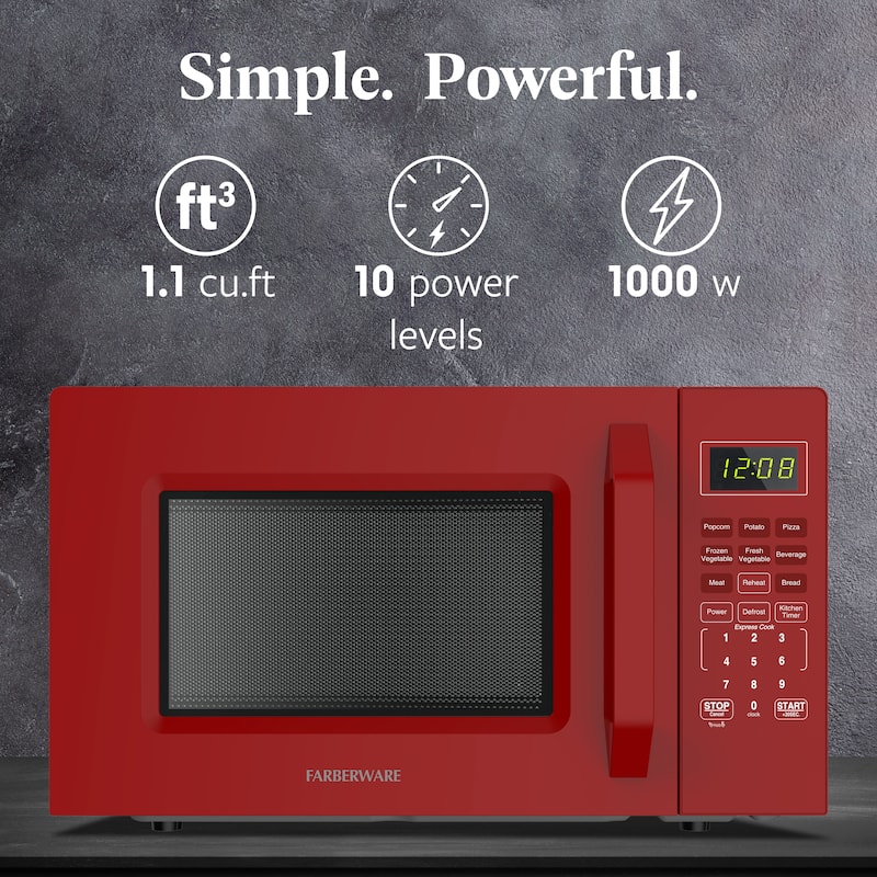 1.1 Cu. Ft. 1000-Watt Compact Microwave Oven, Black