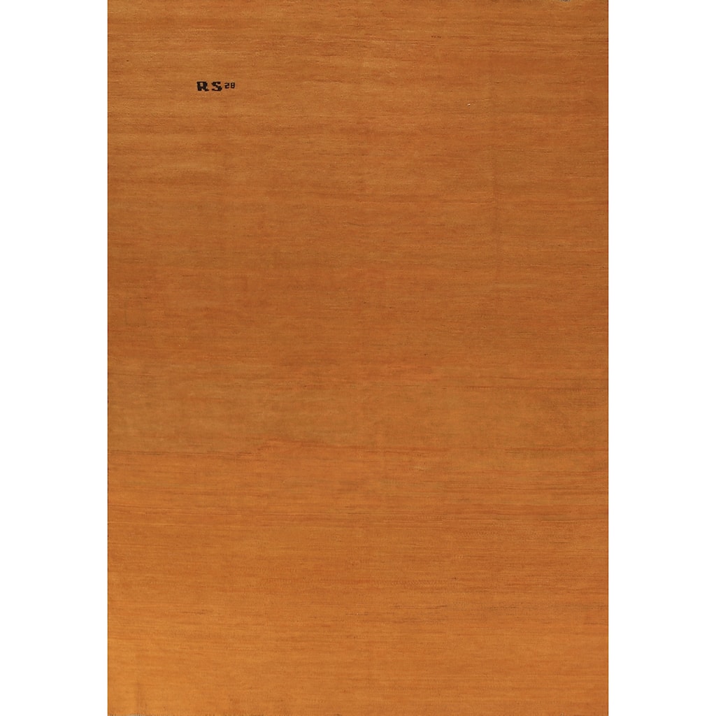 Orange Gabbeh Oriental Area Rug Hand-Knotted Wool Carpet - 6'5" x 9'7"