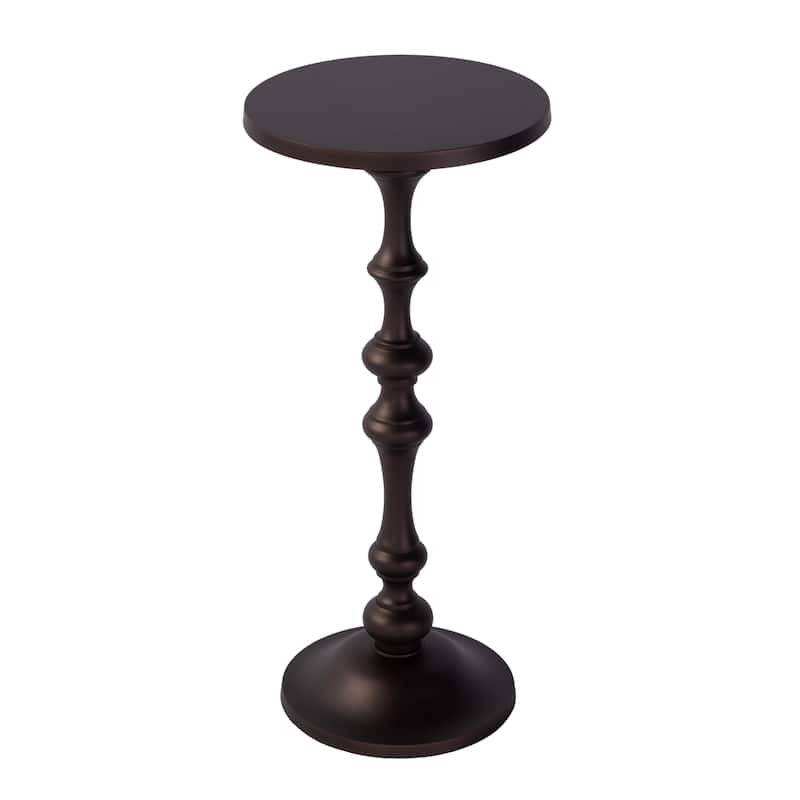Passeo 10 in. W Round All Metal Pedestal Base End Table - Bronze