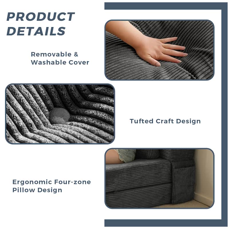 Corduroy Convertible Sofa Bed,Floor Sleeper Sofa