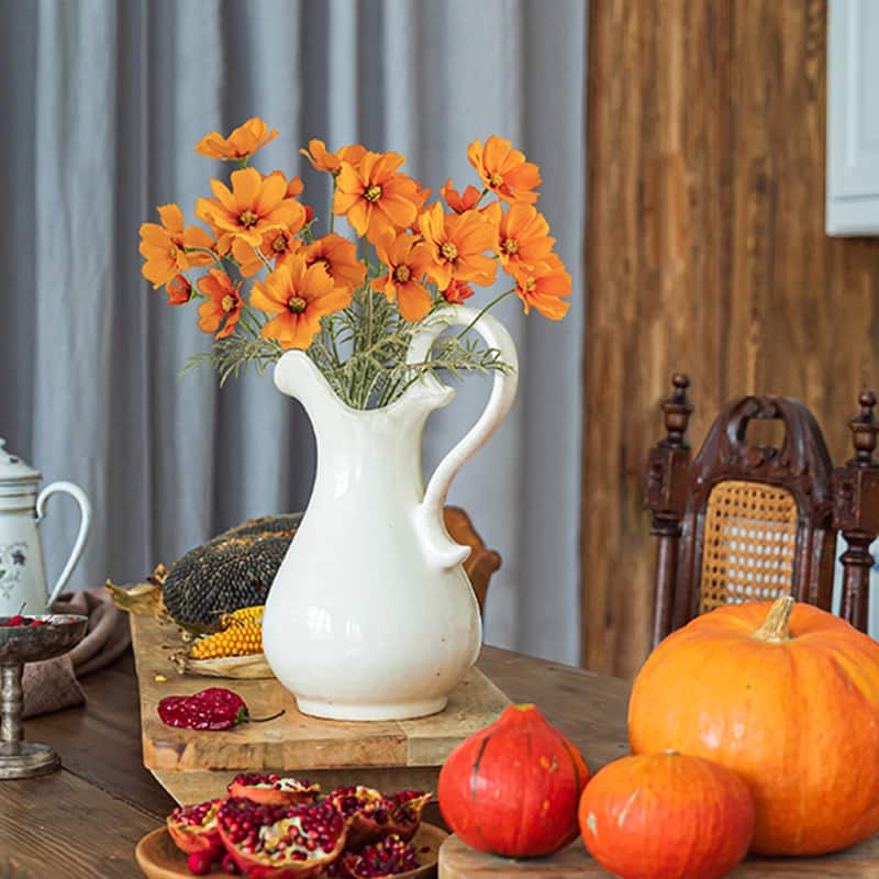 Orange Silk Decorative Artificial Cosmos Faux Flowers