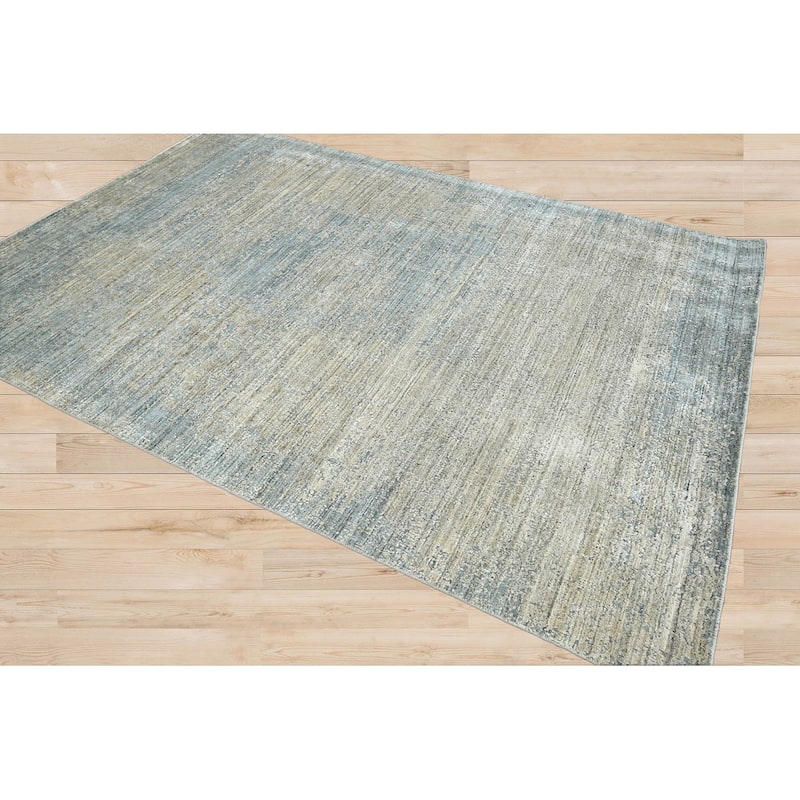Hand Knotted Hand Made Wool Modern Oriental Area Rug Gray, Beige - 6' 6'' x 9' 5''