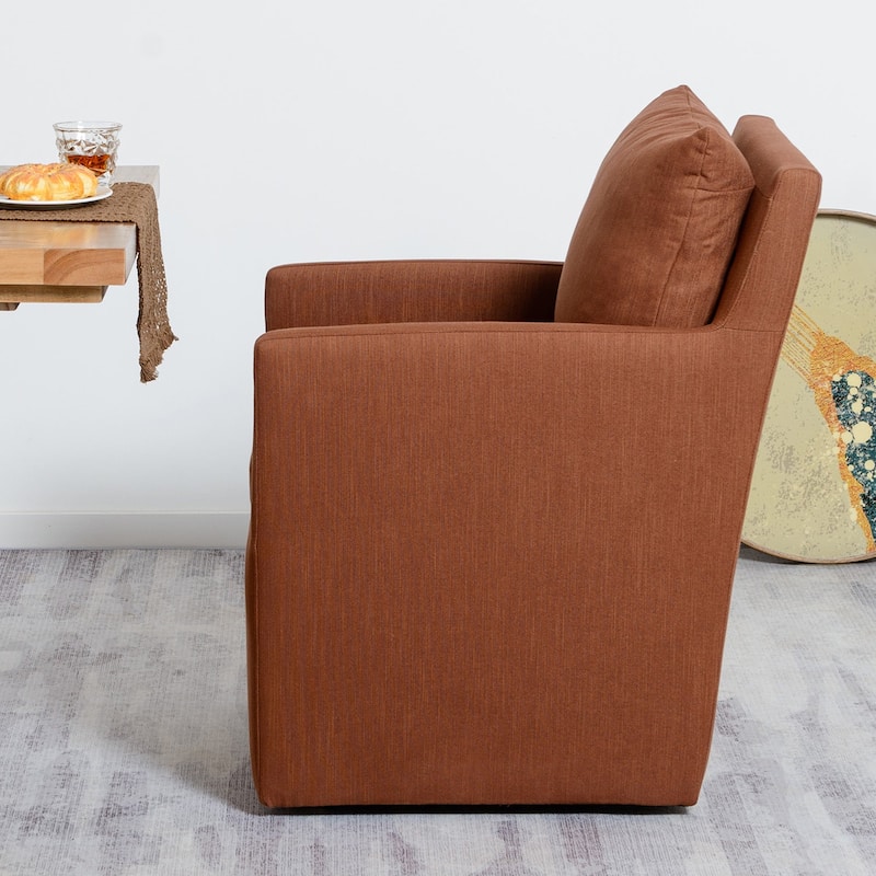 KINWELL 25" Performance Fabric Upholstered Rolling Dining Armchair