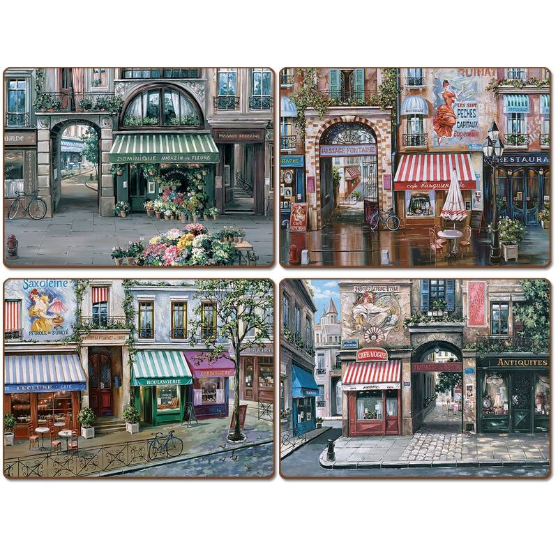 Cala Home Hardboard Placemats - Village Square - Set of 4 - 15.5x11.25x.205