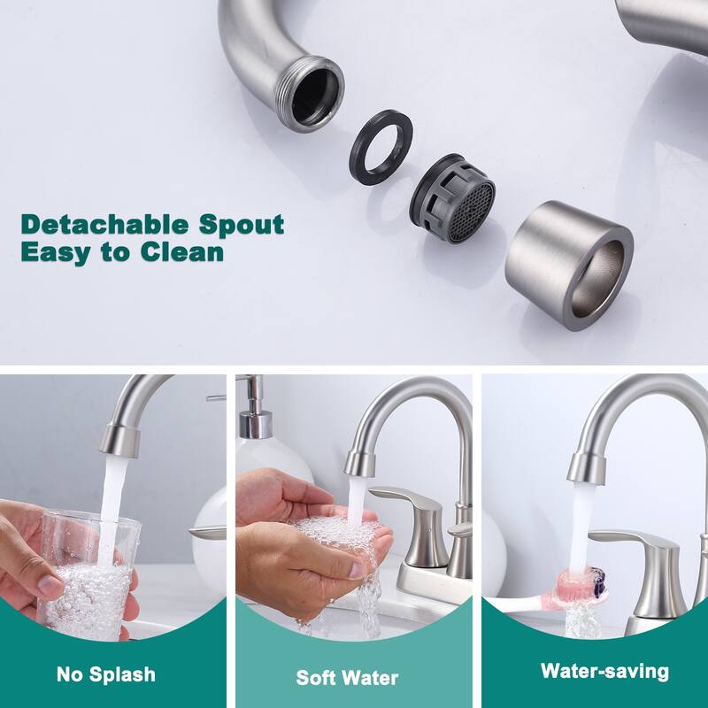 WOWOW 4 in. Centerset Double Handle High Arc Bathroom Faucet