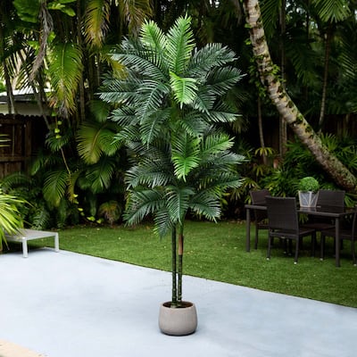 Double Stem Robellini Palm Artificial Tree with Planter - 9'