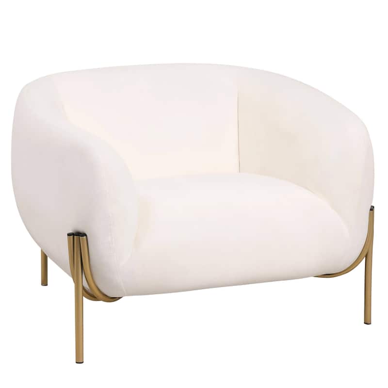 Zuno Mid Century Modern Upholstered Accent Armchair with Gold Metal Base, Plush Foam Cushioning, and Easy Assembly Design