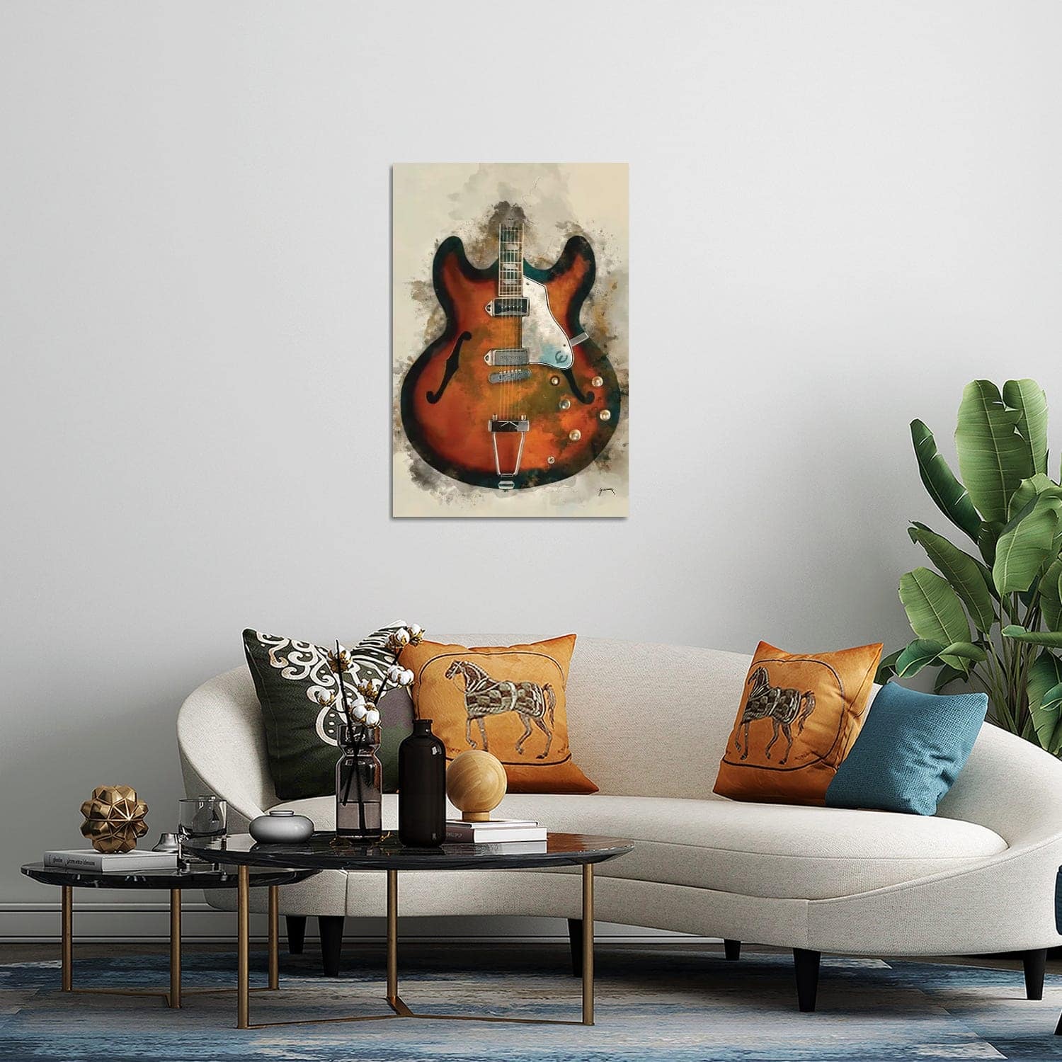 John Lennon's Guitar Print On Acrylic Glass by Pop Cult Posters - Bed ...