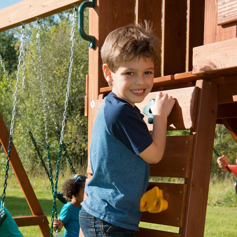 Swing-N-Slide Wood Cedar Brook Wood Swing Set with Monkey Bars