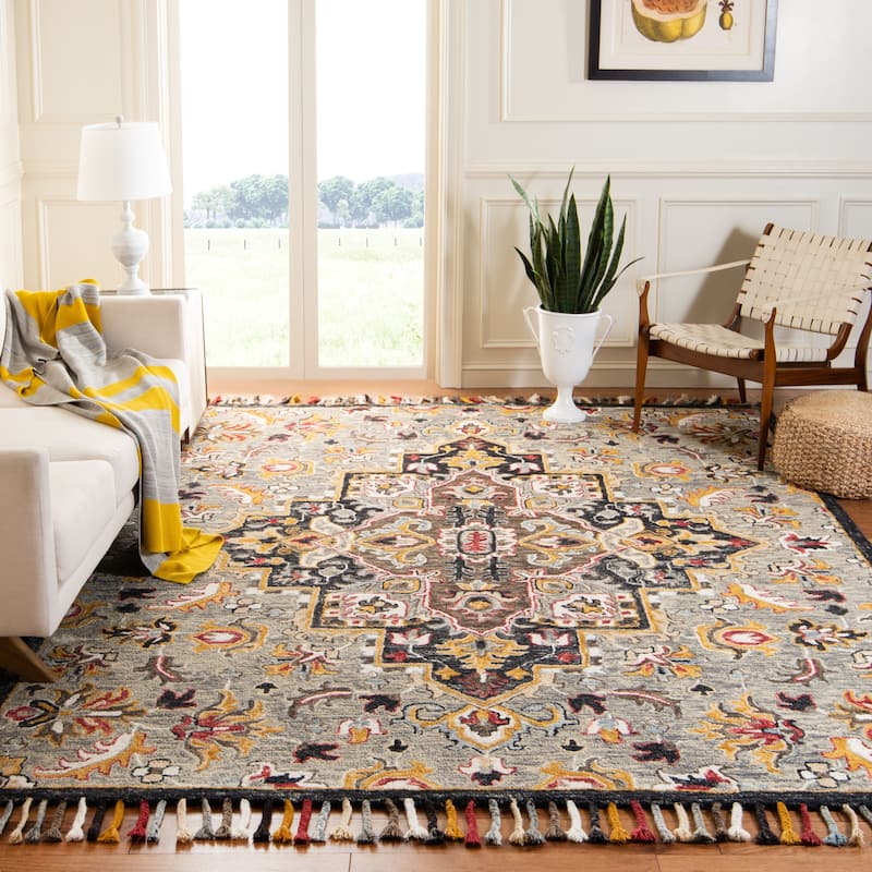 SAFAVIEH Handmade Aspen Olinta Boho Tribal Wool Rug - 9' x 12' - Grey/Charcoal