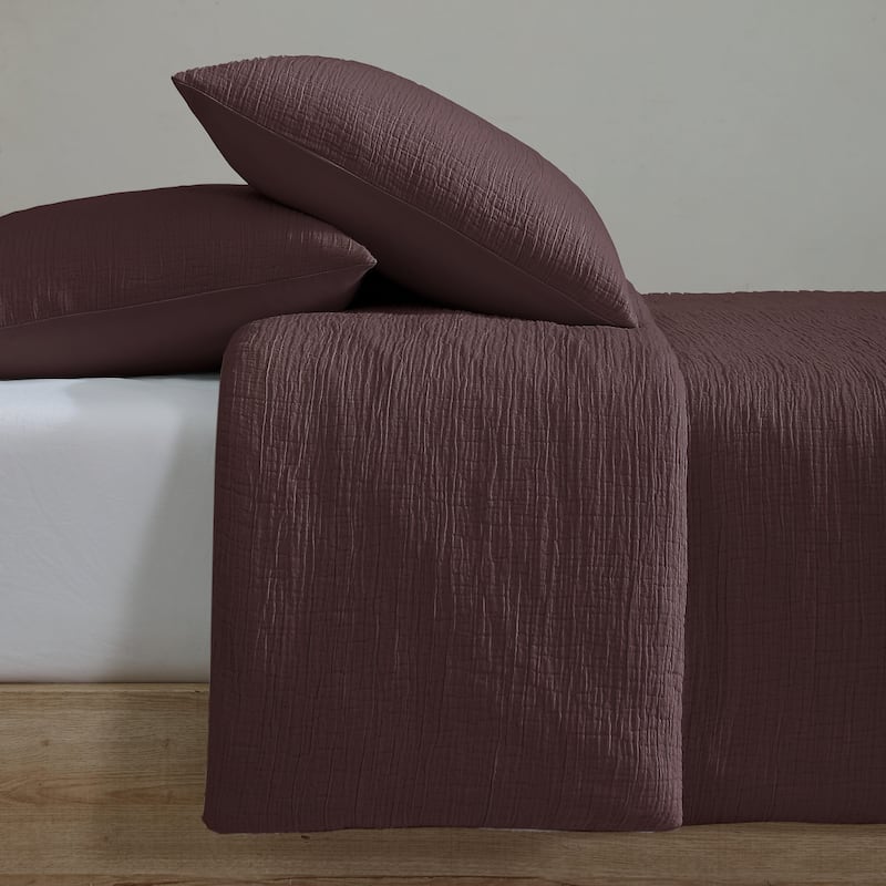 Calvin Klein Washed Texture Solid Cotton Duvet Cover Set