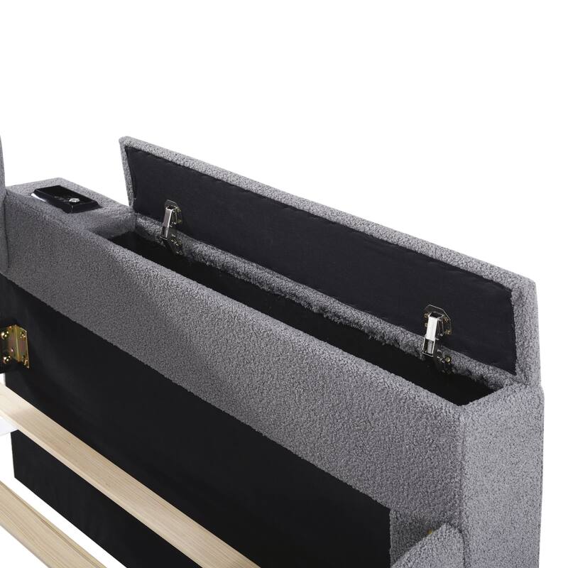 Sofa bed with storage arms, trundle bed and Bluetooth stereo