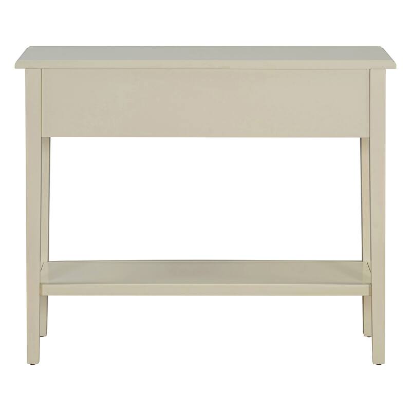 Rustic Console Table with Open Shelf and Rubber Wood Legs