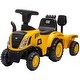 preview thumbnail 10 of 9, 2-in-1 Kids Ride-On Tractor with Functional Shovel, Detachable Trailer, Music, and Lights for Ages 18-36 Months - Yellow