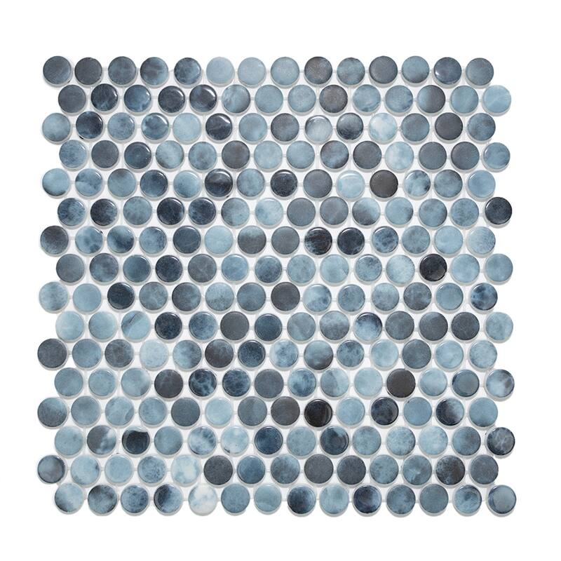 Eterna Penny 12x12 Glass Round Mosaic Tile - Floor, Wall, Backsplash