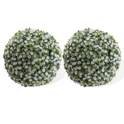 Flower Topiary Ball Decorative Balls 2PCS, Artificial Topiary Balls, for Outdoor Patio Garden and Indoor