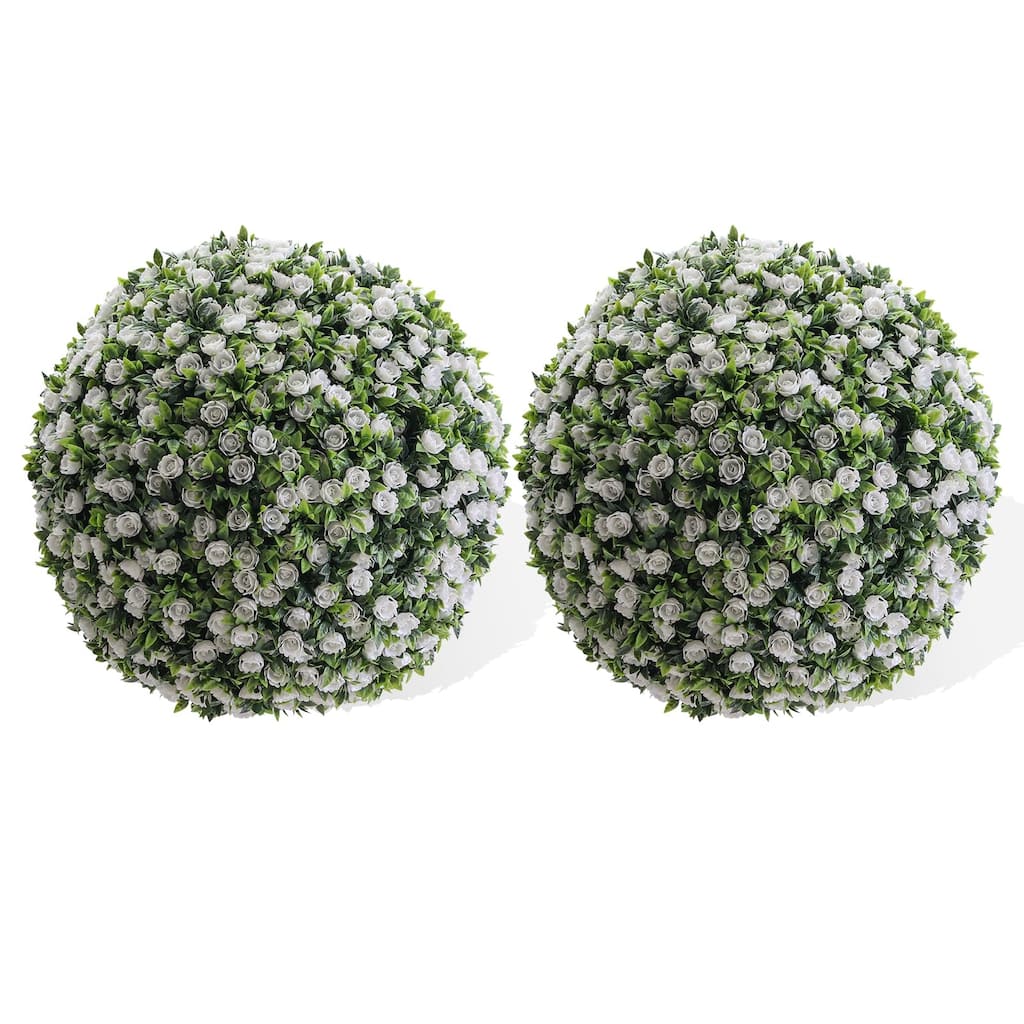 Flower Topiary Ball Decorative Balls 2PCS, Artificial Topiary Balls, for Outdoor Patio Garden and Indoor