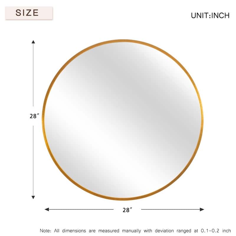 Classic Round Accent Bathroom Mirror Metal Frame Hanging Wall Mounted Circle Mirror for Wall Decor Vanity Entryway Living Room