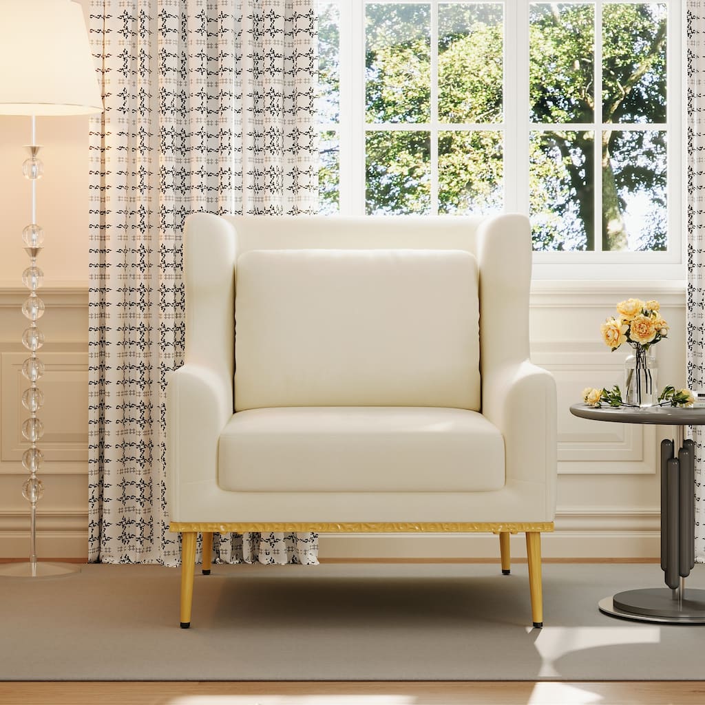 Christopher Knight Home - Modern Velvet Armchair Accent Chair with Iron Frame and High-Density Foam Cushion