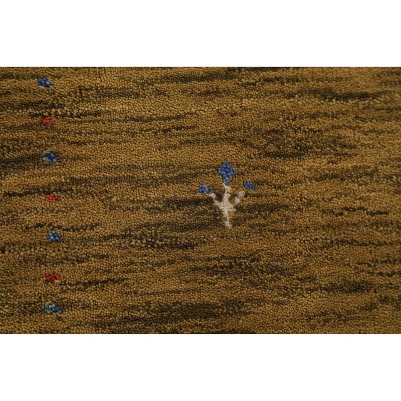 Green Gabbeh Indian Foyer Rug Handmade Wool Carpet - 2'11" x 4'10"