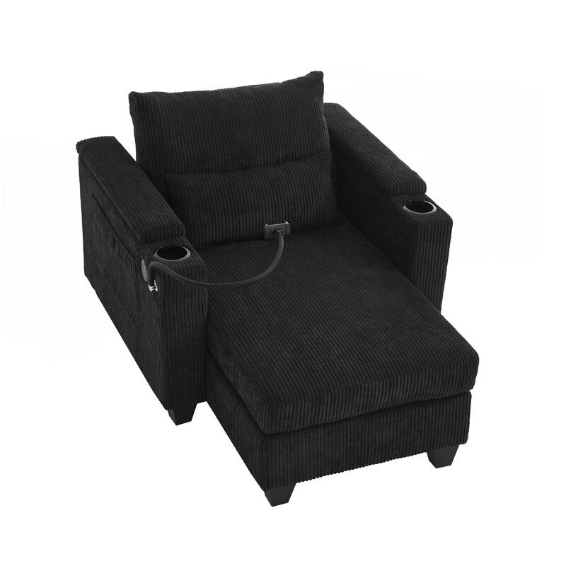 Sofa Chair Sofa Bed Corduroy Sleeper Sofa with USB Ports