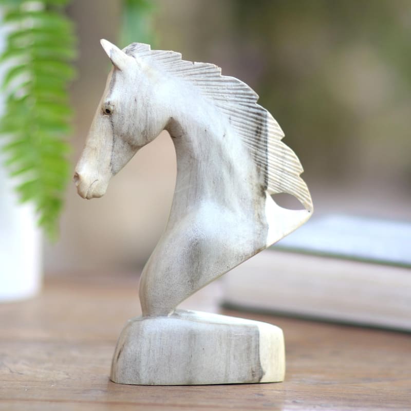 NOVICA Hibiscus wood statuette, 'Proud Horse' - 7.75" H x 2" W x 5.5" D