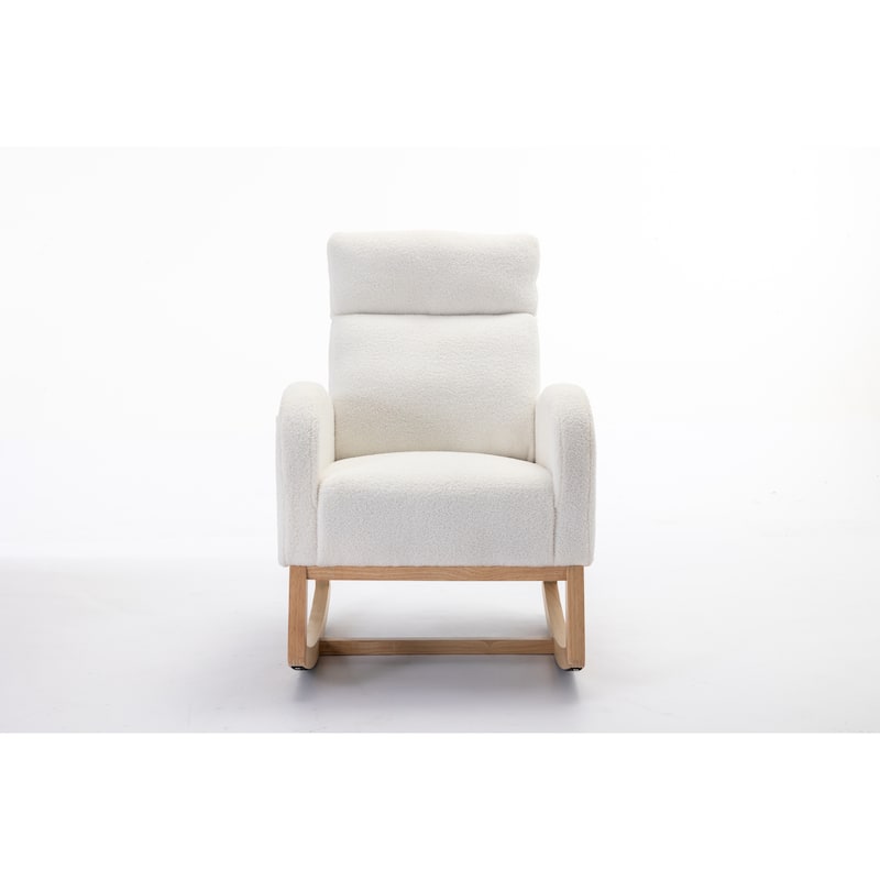 Teddy Fabric Rocking Chair With Right Pocket For Indoor