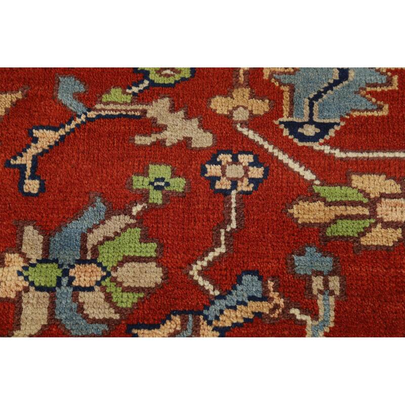 Hand Knotted Oriental 100% Wool Carpet Transitional All-Over Red Oushak Area Rug - 9' 11'' X 7' 11''