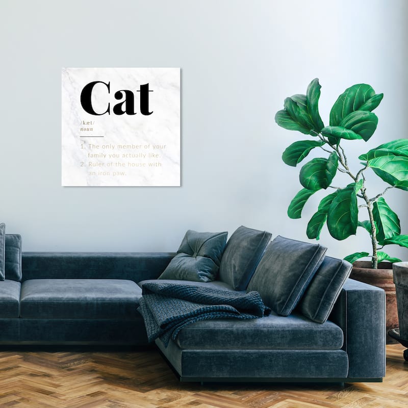 Wynwood Studio Canvas Animals Cat Definition Black and Glam Wall Art Canvas Print - 30 x 30