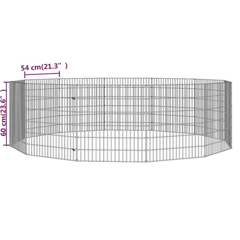 vidaXL Free Range Animal Enclosure Rabbit Hutch Free Range Pen Galvanized Iron