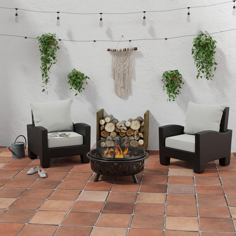 Sunbrella 24" x 47" Grey Solid Outdoor Deep Seat Cushion Set with Welt - 46.5'' L x 24'' W x 6'' H - Canvas Granite