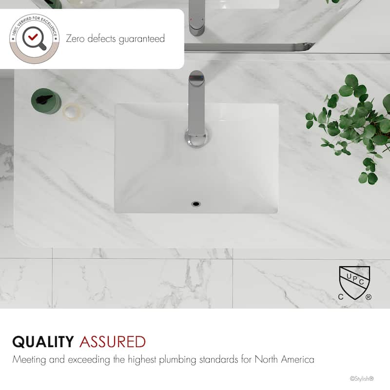 STYLISH 18.25"W x 13"D White Rectangular Undermount Bathroom Sink Set of 2