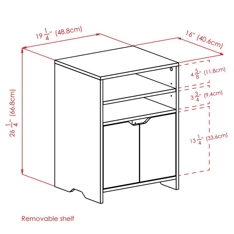 Open Shelf Storage Cabinet - 26.25" - White